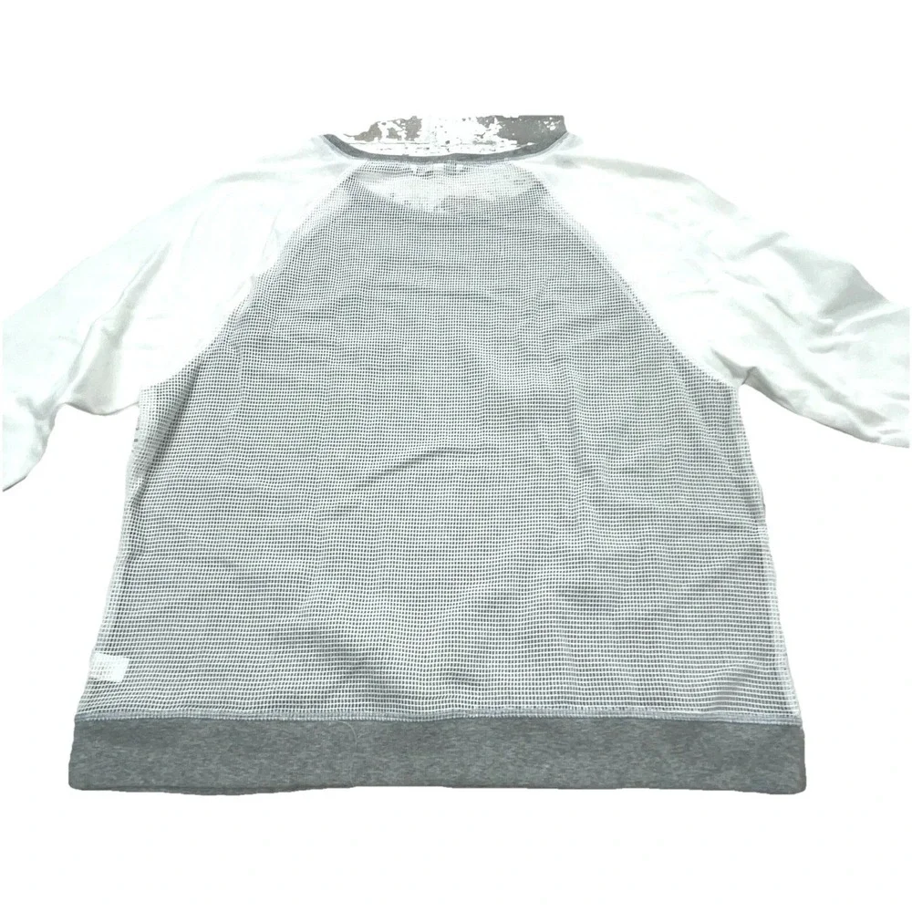 Victoria Secret Sweatshirt Women Large Gray White Sweater Open Mesh Back Gym Top - Picture 2 of 10
